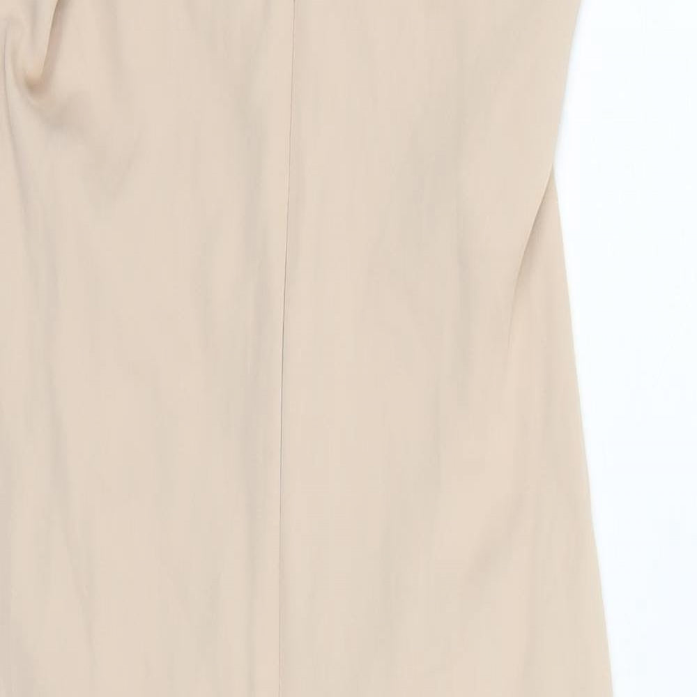 Zara Womens Beige Polyester A-Line Size S Halter Zip