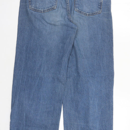 Marks and Spencer Womens Blue Cotton Wide-Leg Jeans Size 12 L31 in Regular Zip