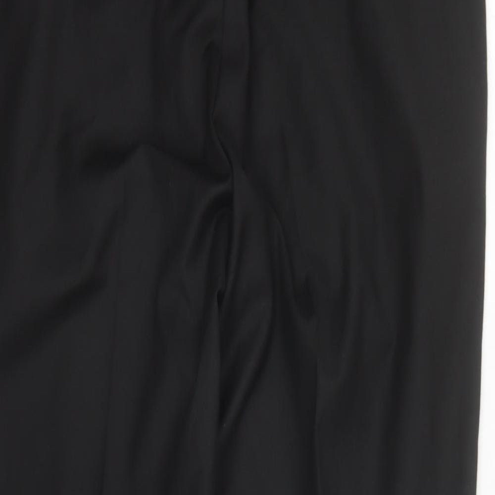 Marks and Spencer Mens Black Polyester Trousers Size 30 in L28 in Slim Zip - Short Leg