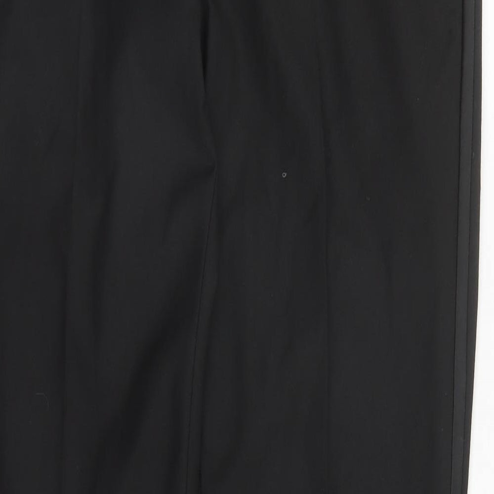 Marks and Spencer Mens Black Polyester Trousers Size 30 in L28 in Slim Zip - Short Leg
