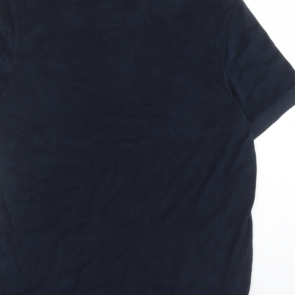 Jaeger Mens Blue Cotton Polo Size L Collared Pullover