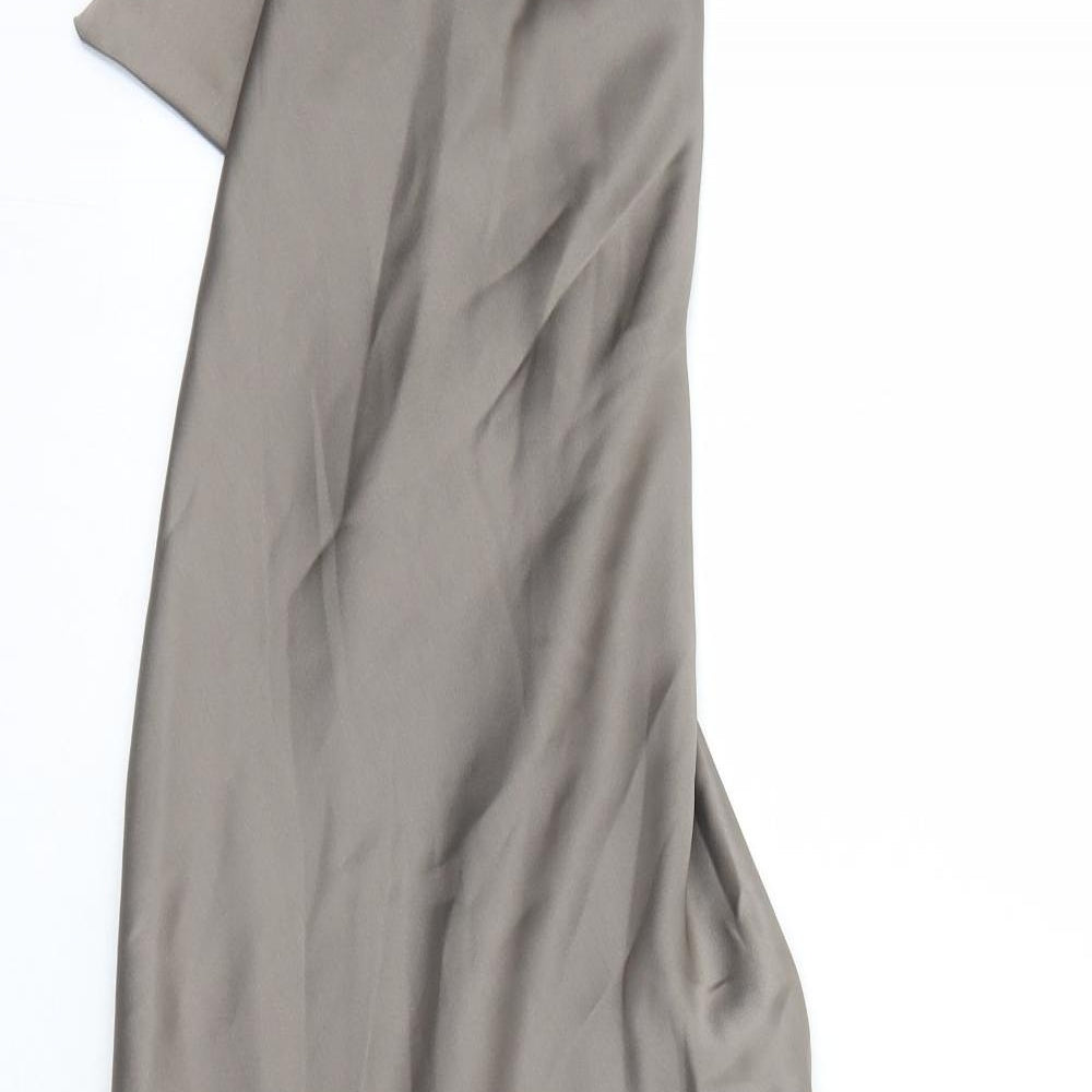 Zara Womens Grey Polyester A-Line Size S Halter Zip - Backless