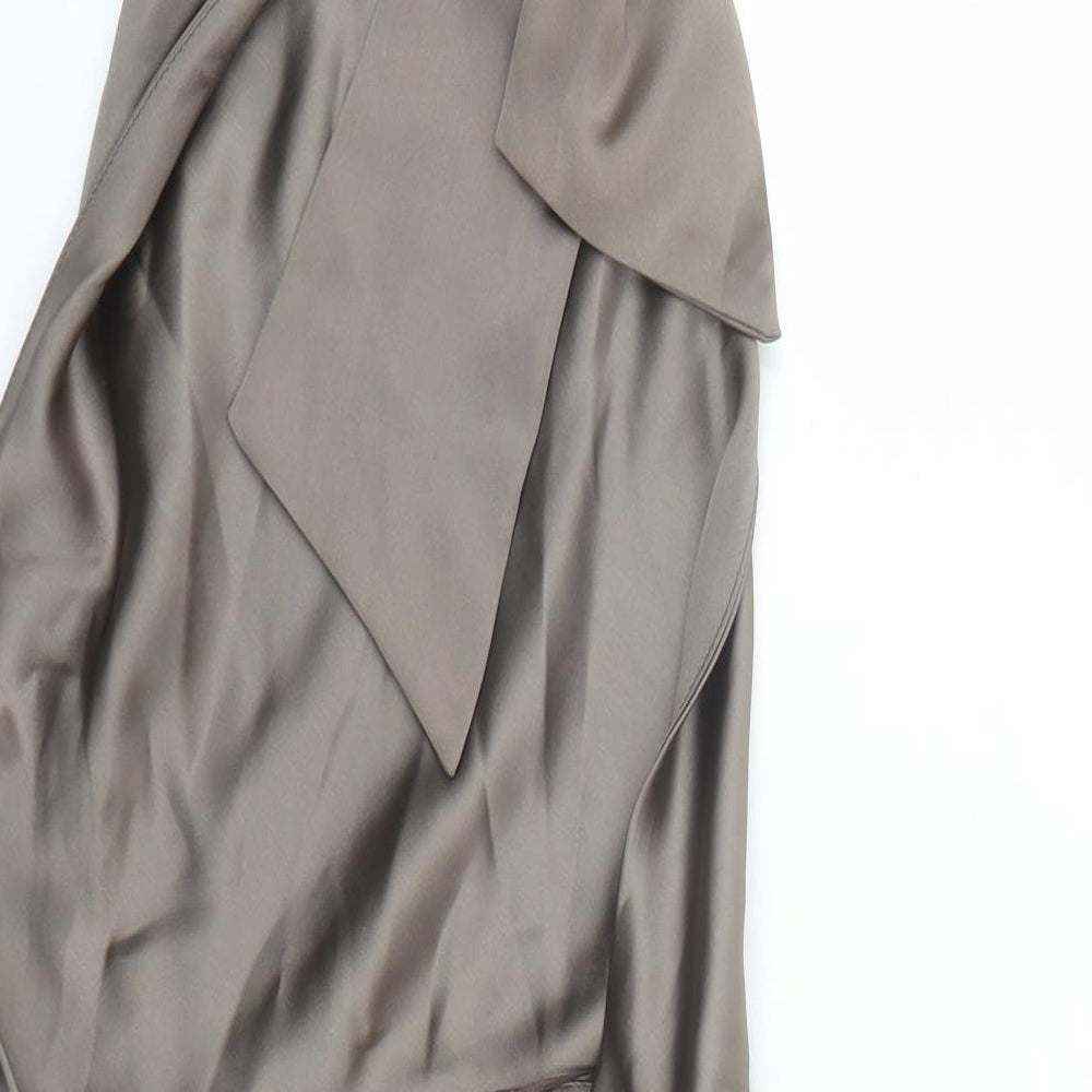 Zara Womens Grey Polyester A-Line Size S Halter Zip - Backless