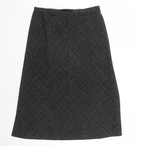 Marks and Spencer Womens Black Polyester A-Line Skirt Size 10 - Elasticated Waist