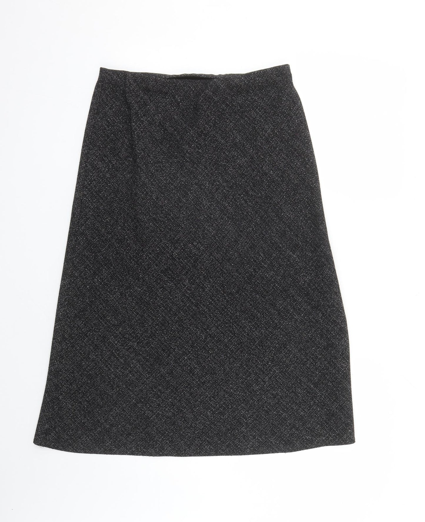 Marks and Spencer Womens Black Polyester A-Line Skirt Size 10 - Elasticated Waist