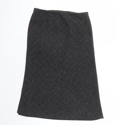 Marks and Spencer Womens Black Polyester A-Line Skirt Size 10 - Elasticated Waist