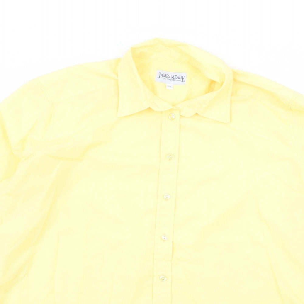 James Meade Womens Yellow Polyester Basic Button-Up Size 20 Collared