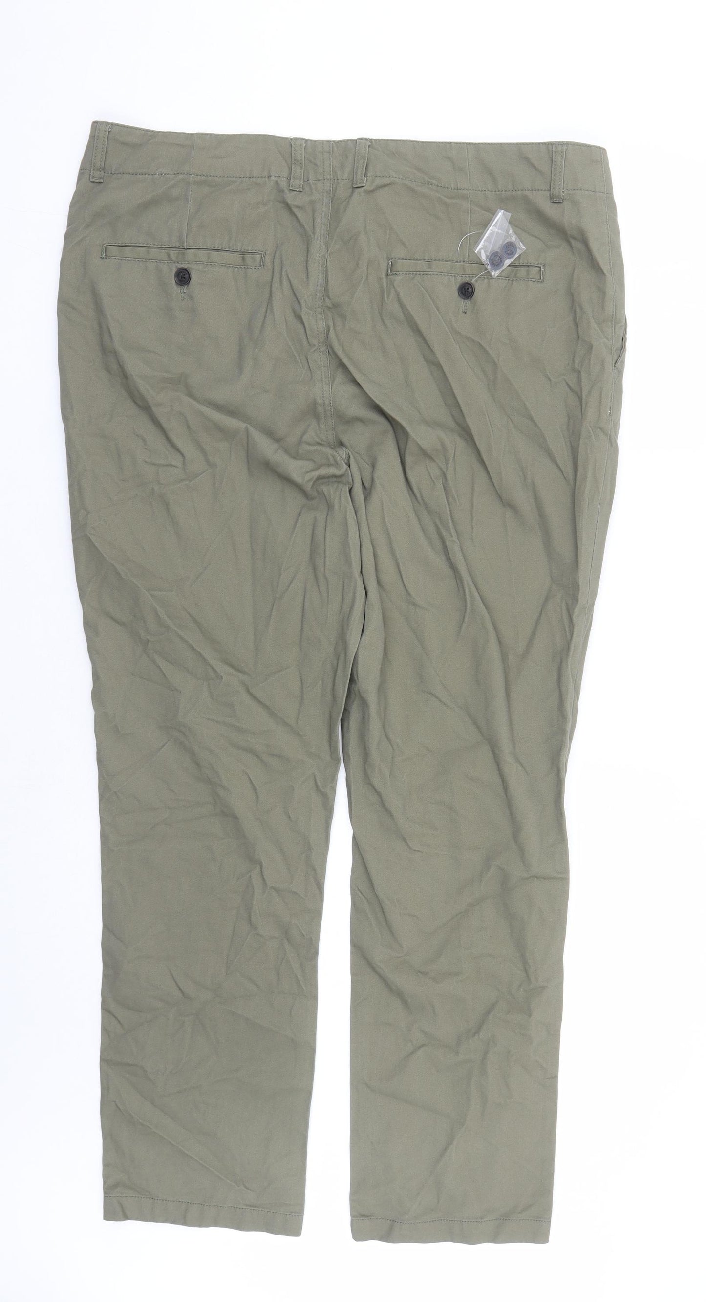 jae Mens Green Cotton Trousers Size 38 in L30 in Regular Zip