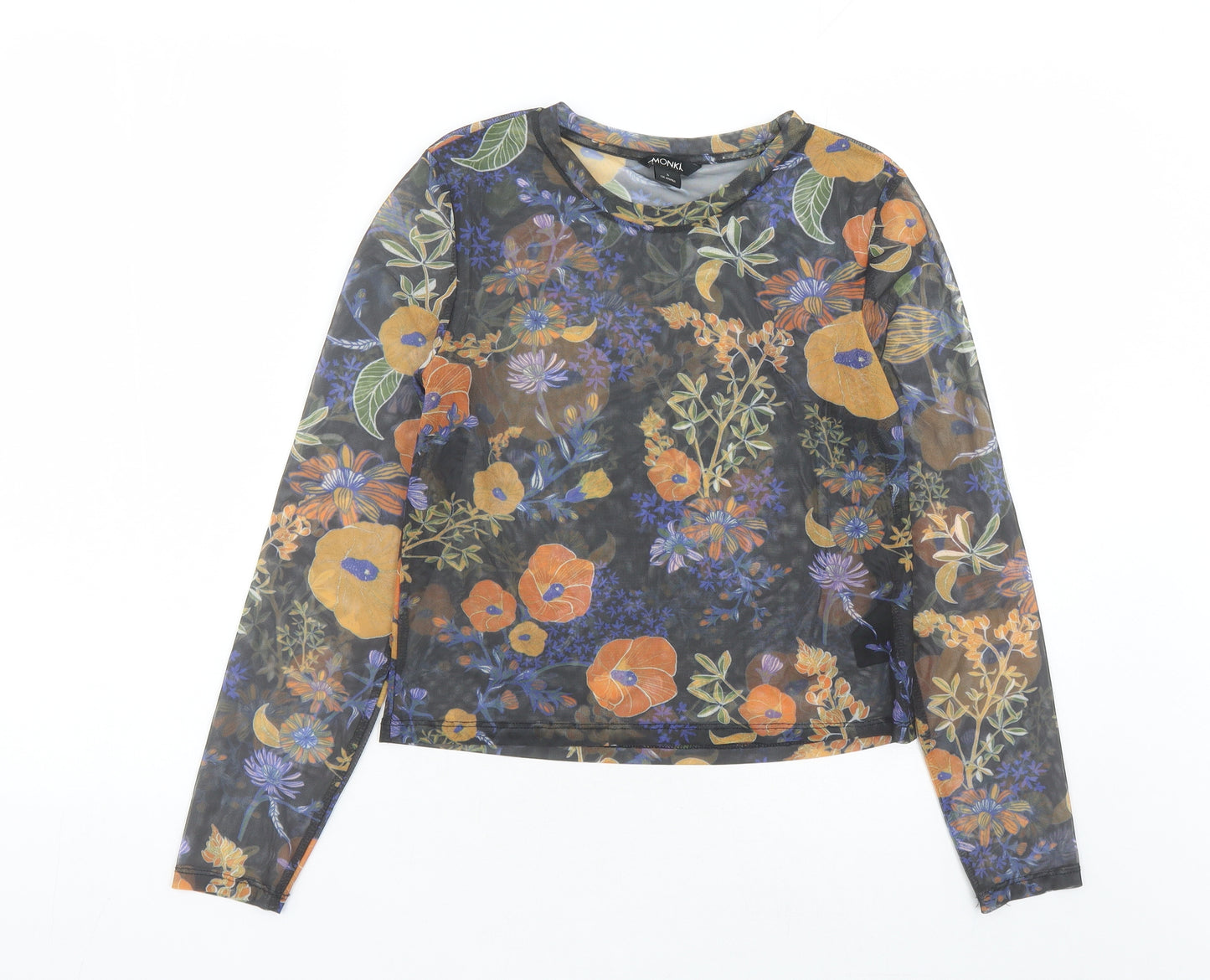 Monki Womens Multicoloured Floral Polyester Basic Blouse Size S Round Neck