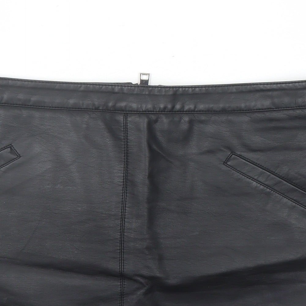 Dorothy Perkins Womens Black Polyester Mini Skirt Size 12 Zip