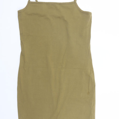 Weekday Womens Green Cotton Tank Dress Size M Square Neck Pullover
