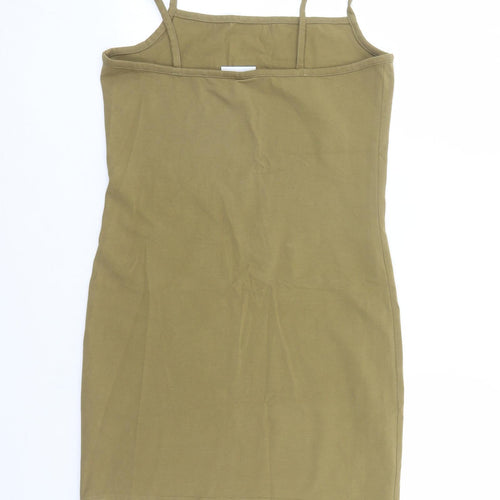 Weekday Womens Green Cotton Tank Dress Size M Square Neck Pullover