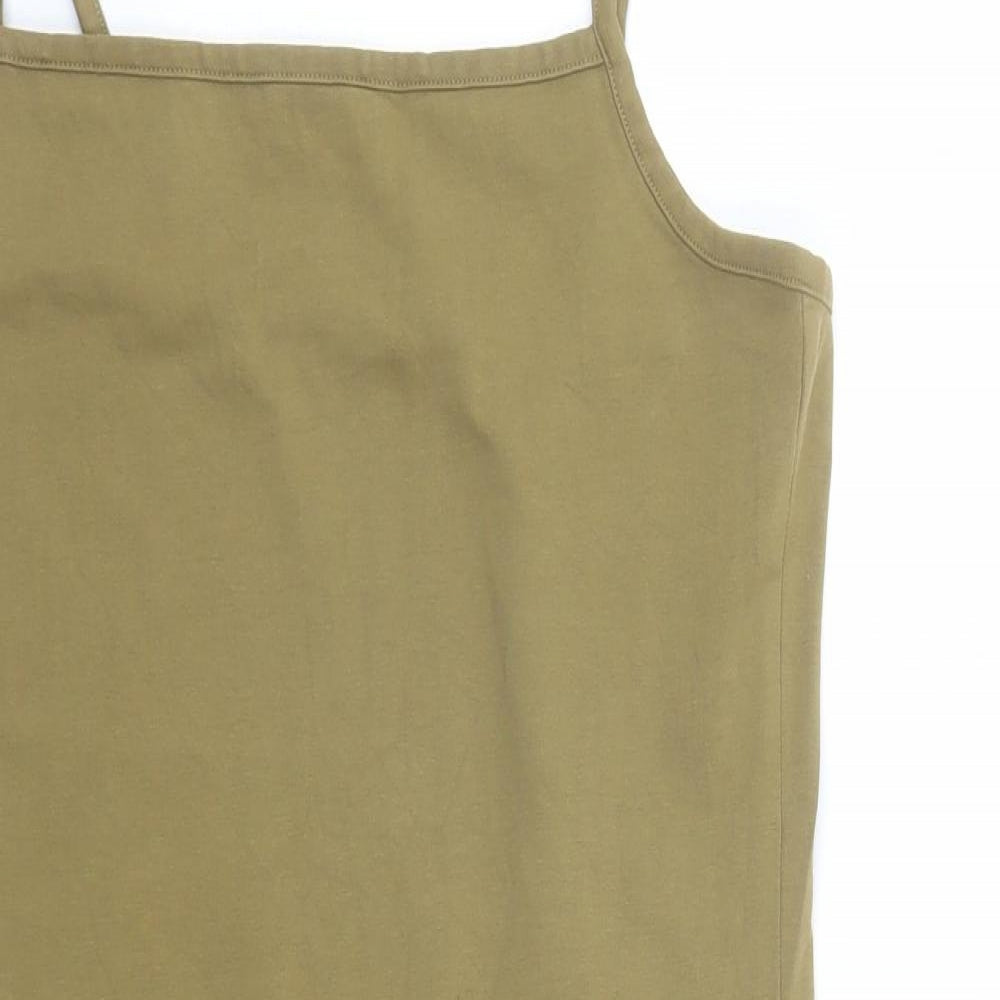 Weekday Womens Green Cotton Tank Dress Size M Square Neck Pullover