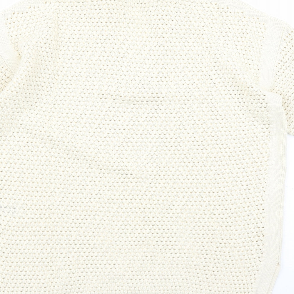 Marks and Spencer Womens Ivory Collared Cotton Pullover Jumper Size M