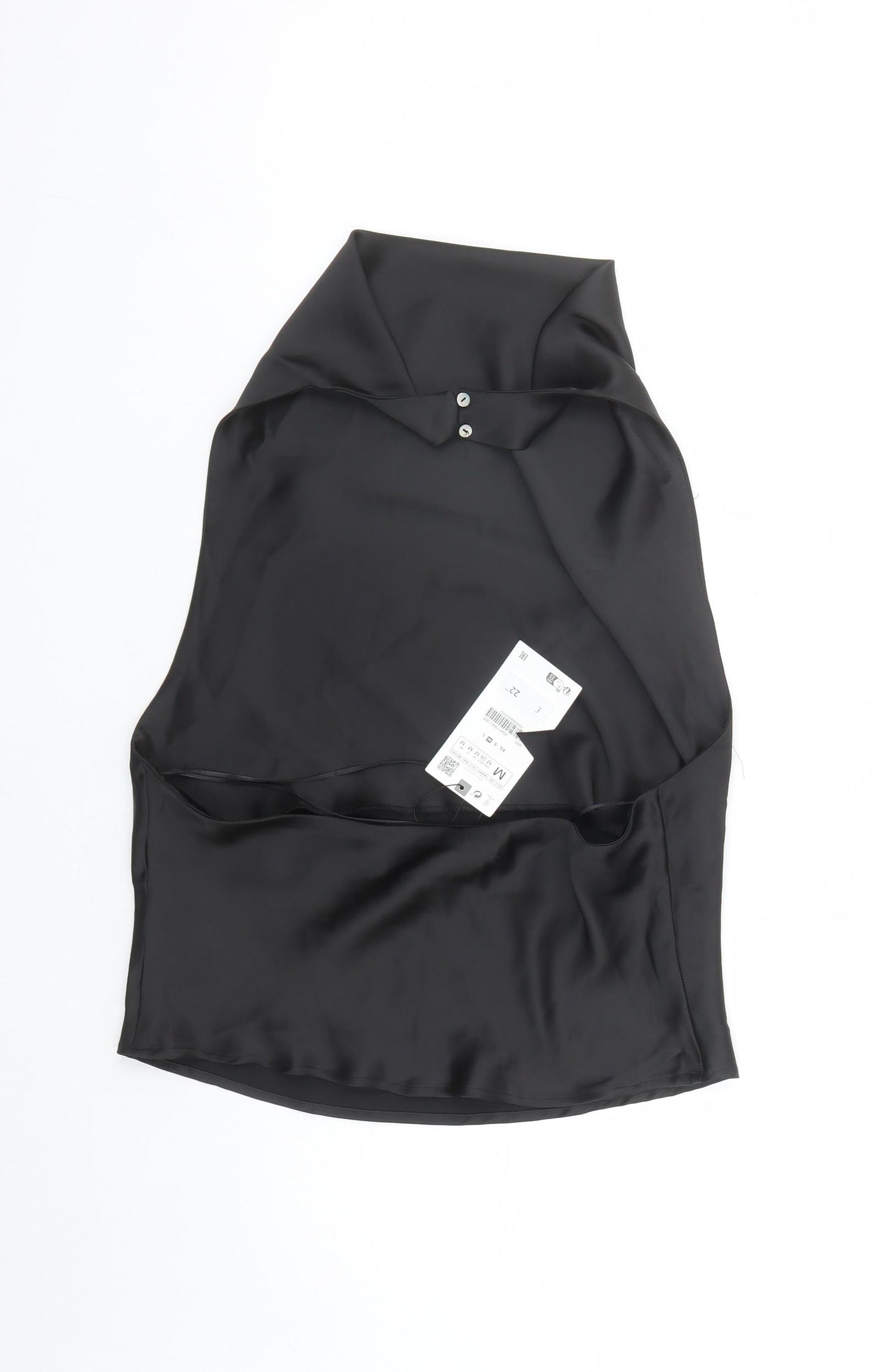 Zara Womens Black Polyester Basic Blouse Size M Halter - Backless