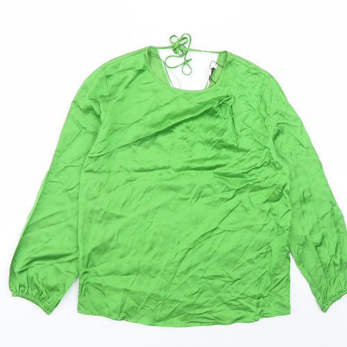 Autograph Womens Green Viscose Basic Blouse Size 8 Round Neck