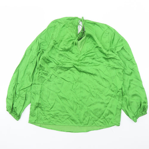 Autograph Womens Green Viscose Basic Blouse Size 8 Round Neck