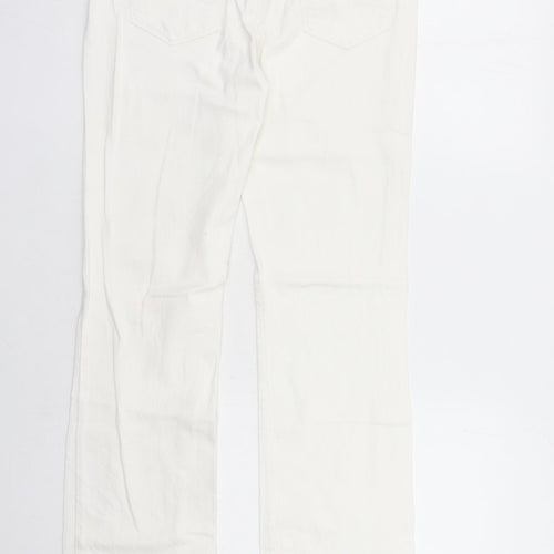 Marks and Spencer Womens White Cotton Bootcut Jeans Size 10 L32 in Regular Zip