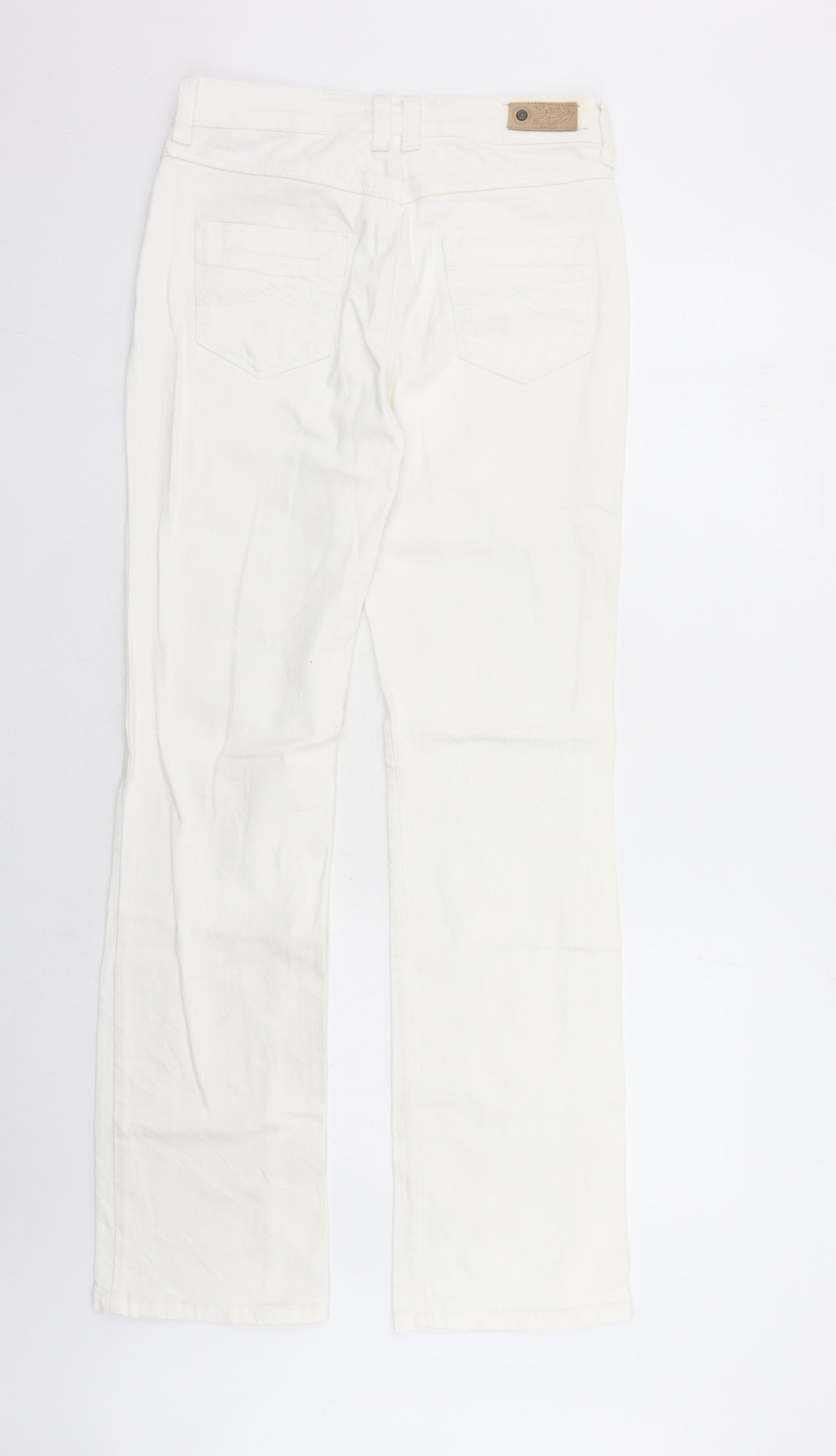 Marks and Spencer Womens White Cotton Bootcut Jeans Size 10 L32 in Regular Zip