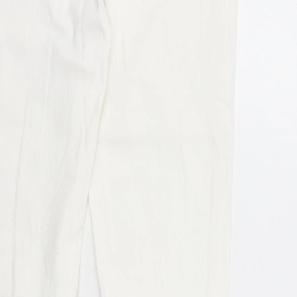 Marks and Spencer Womens White Cotton Bootcut Jeans Size 10 L32 in Regular Zip