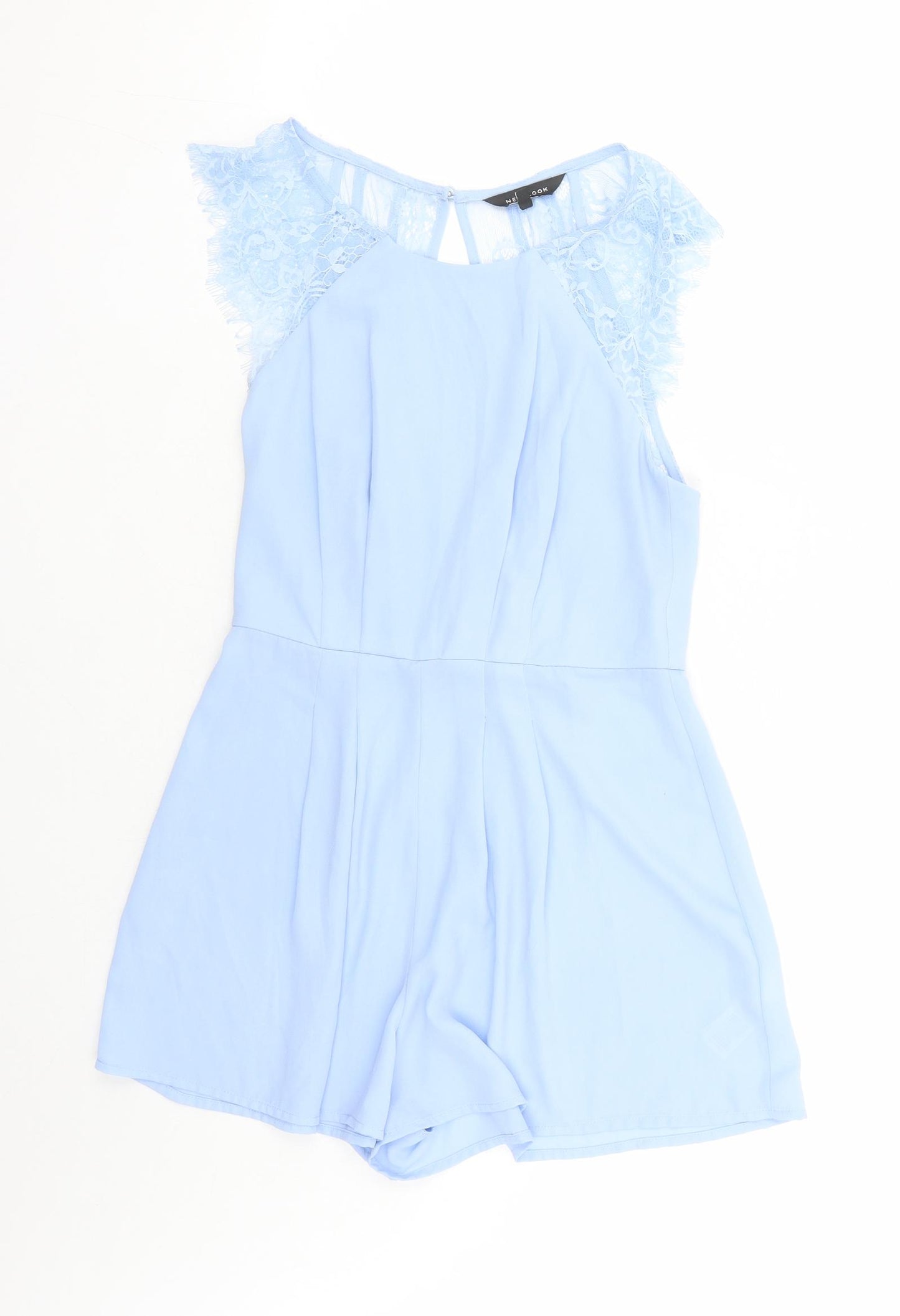 New Look Womens Blue Polyester Playsuit One-Piece Size 8 Zip