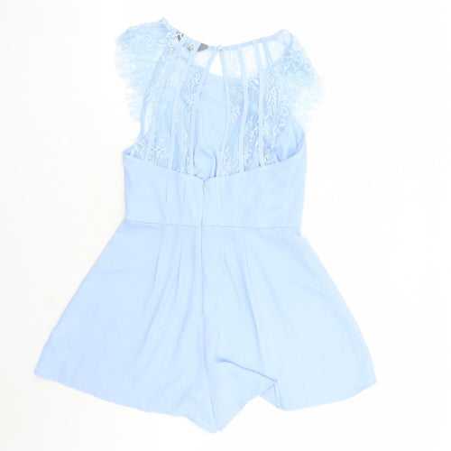 New Look Womens Blue Polyester Playsuit One-Piece Size 8 Zip