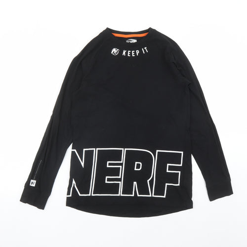 NERF Boys Black Cotton Basic Casual Size 13-14 Years Round Neck Pullover
