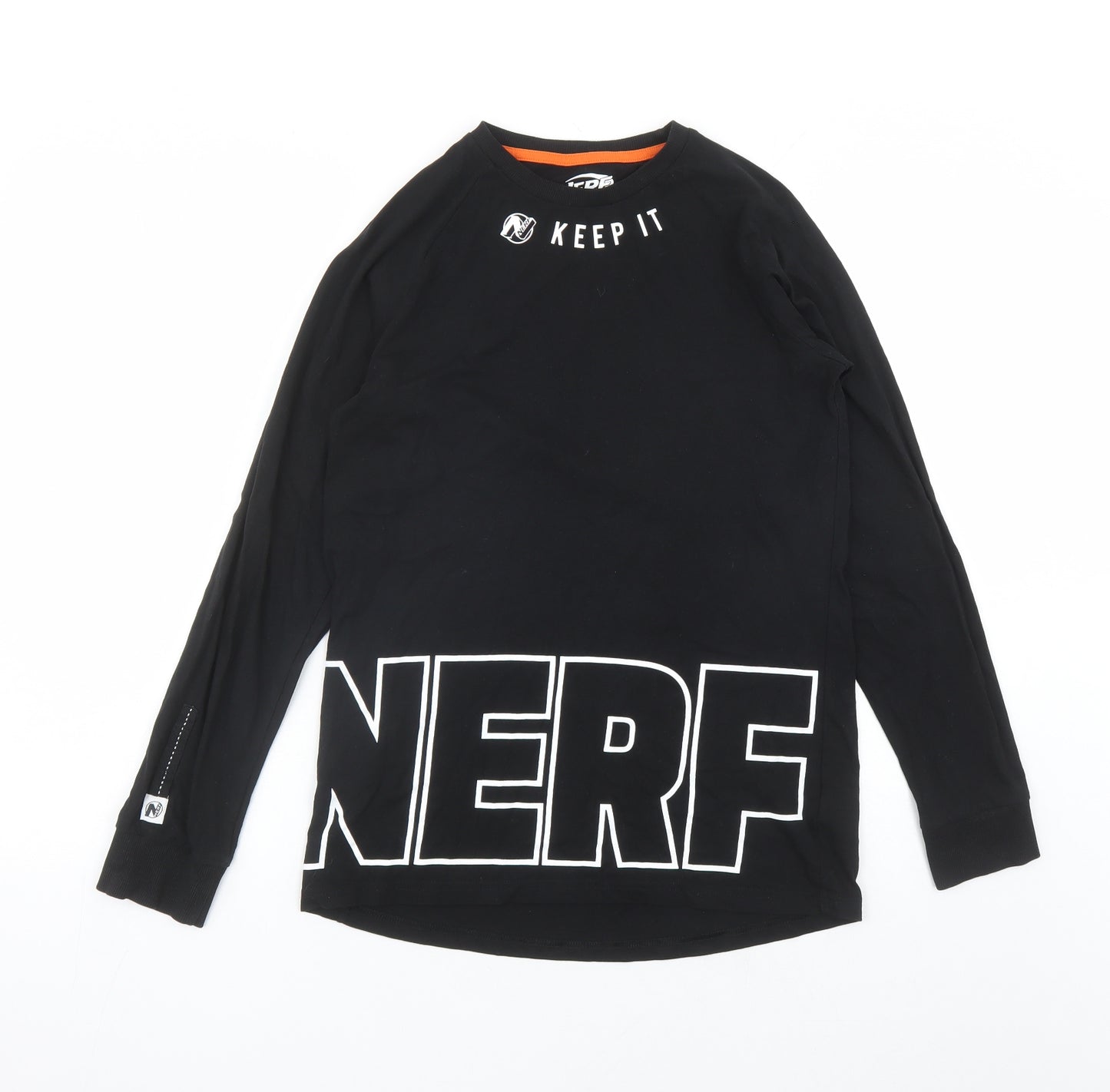 NERF Boys Black Cotton Basic Casual Size 13-14 Years Round Neck Pullover