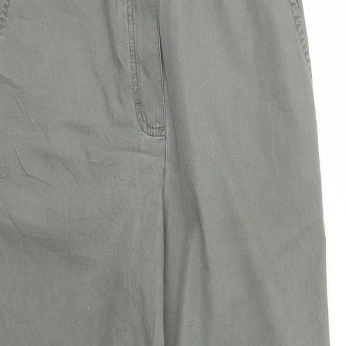 Marks and Spencer Womens Green Cotton Carrot Trousers Size 10 L26 in Regular Drawstring - Elasticated Waist
