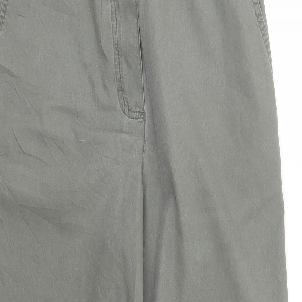 Marks and Spencer Womens Green Cotton Carrot Trousers Size 10 L26 in Regular Drawstring - Elasticated Waist