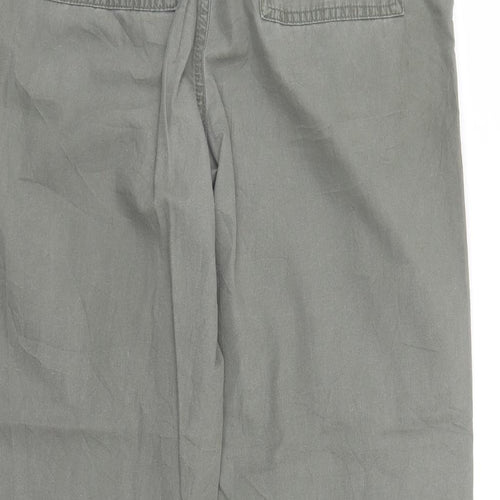 Marks and Spencer Womens Green Cotton Carrot Trousers Size 10 L26 in Regular Drawstring - Elasticated Waist