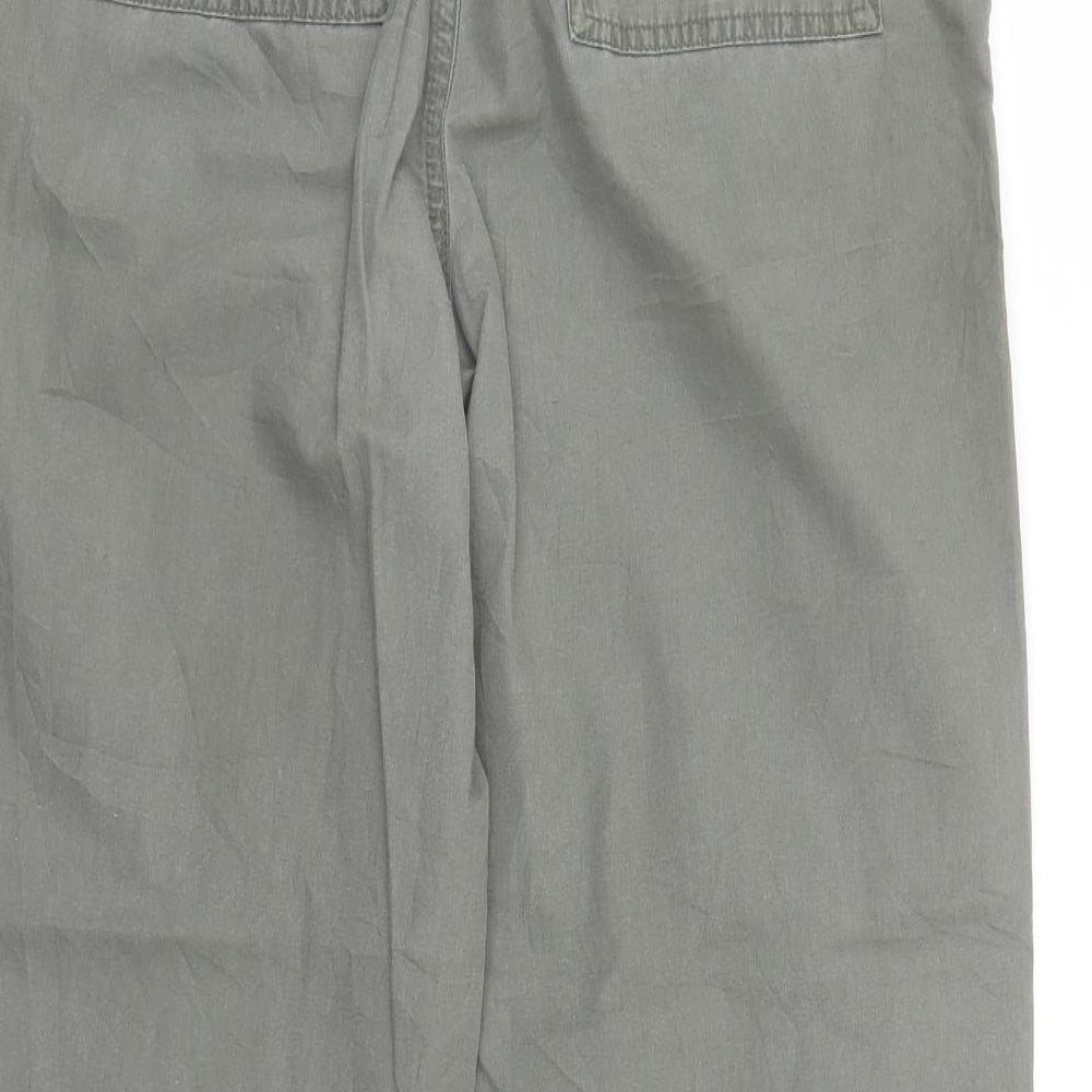 Marks and Spencer Womens Green Cotton Carrot Trousers Size 10 L26 in Regular Drawstring - Elasticated Waist