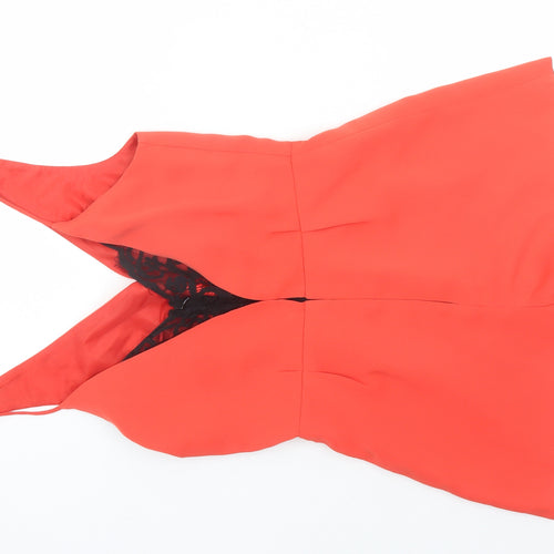 Topshop Womens Red Polyester Playsuit One-Piece Size 8 Zip