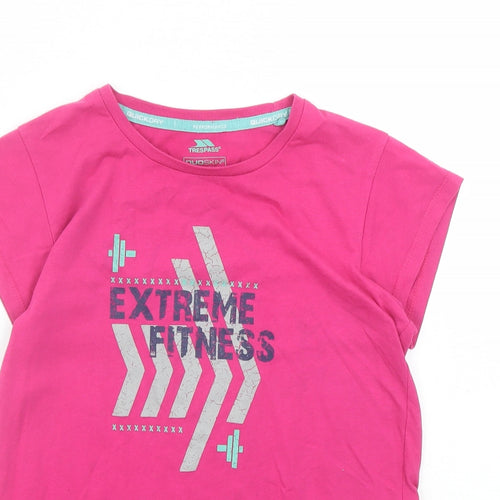 Trespass Girls Pink Cotton Basic T-Shirt Size 11-12 Years Round Neck Pullover