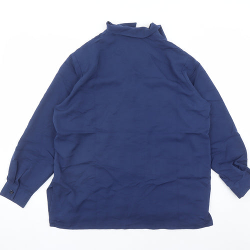 Holmewood Womens Blue Cotton Basic Button-Up Size 14 Collared