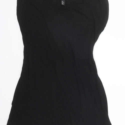 H&M Womens Black Cotton T-Shirt Dress Size M Scoop Neck Pullover