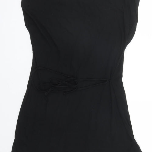 H&M Womens Black Cotton T-Shirt Dress Size M Scoop Neck Pullover