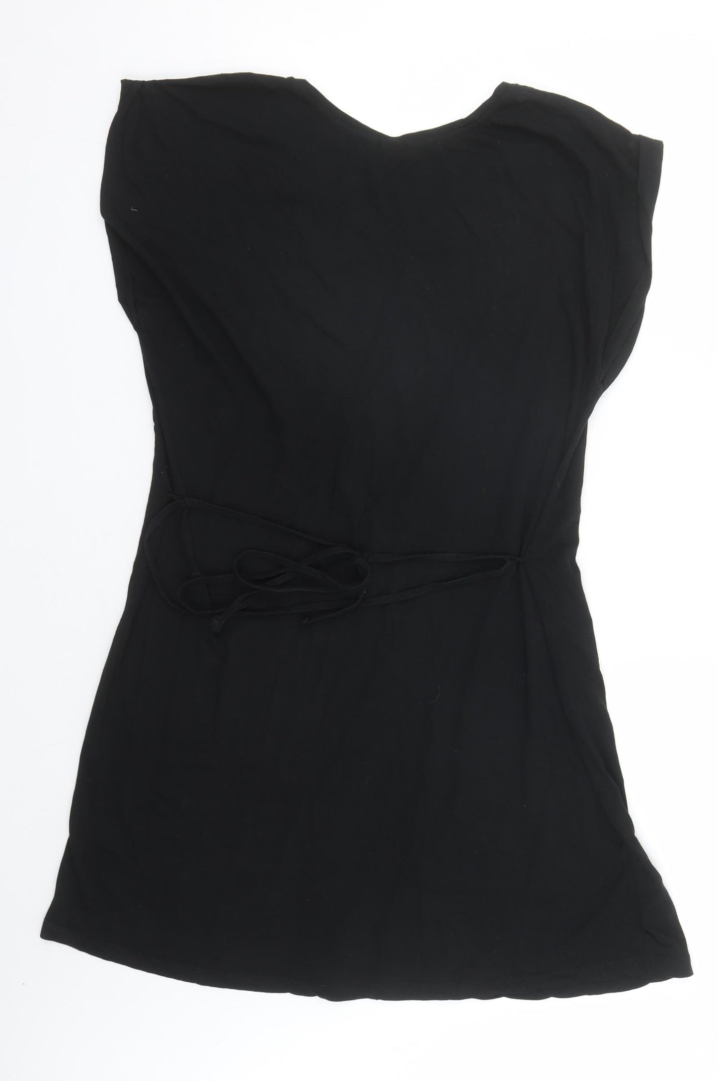 H&M Womens Black Cotton T-Shirt Dress Size M Scoop Neck Pullover