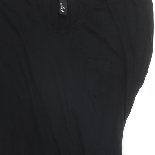 H&M Womens Black Cotton T-Shirt Dress Size M Scoop Neck Pullover