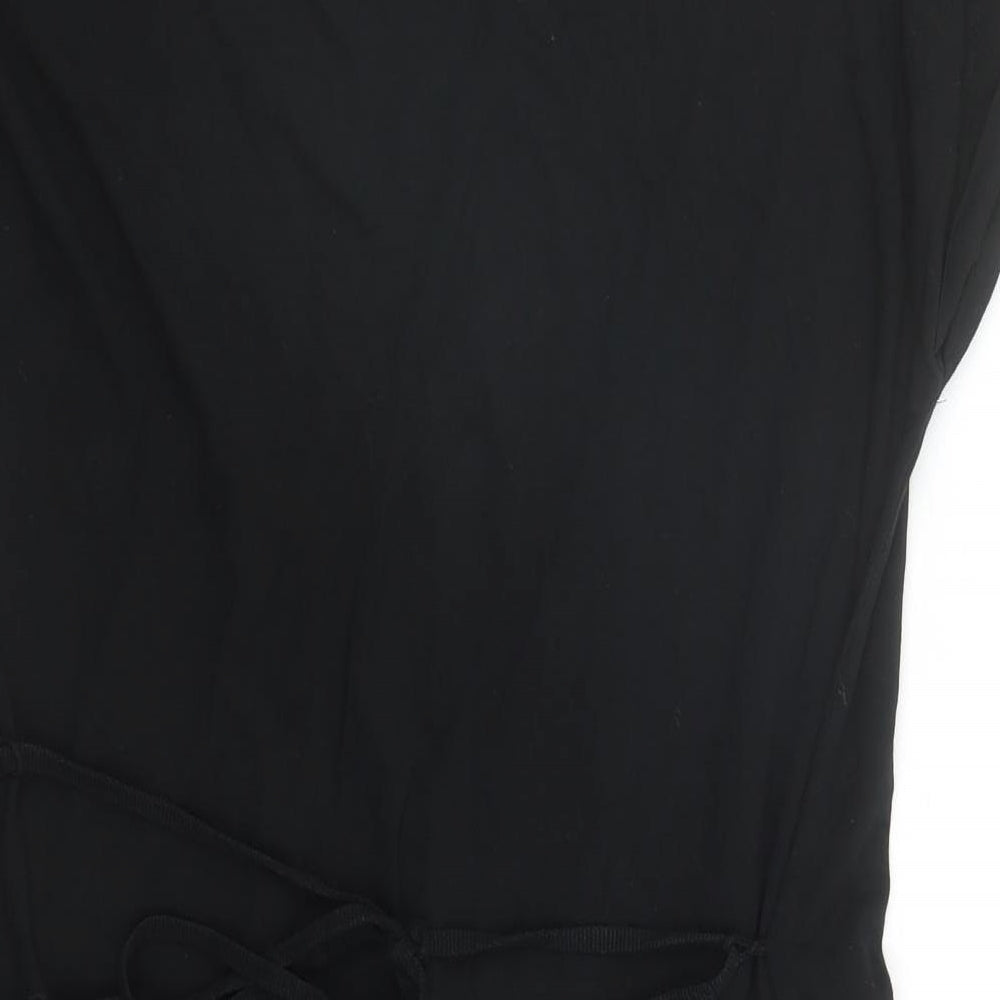 H&M Womens Black Cotton T-Shirt Dress Size M Scoop Neck Pullover