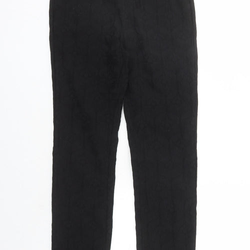 Just Elegance Womens Black Geometric Viscose Trousers Size 14 L30 in Regular - Elasticated Waist