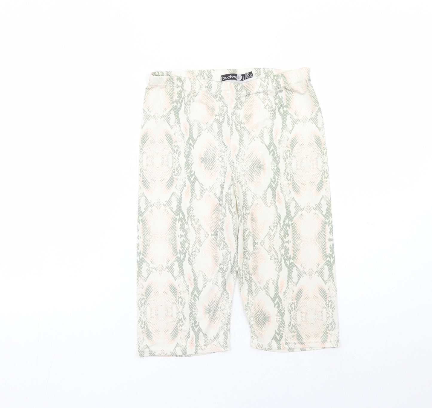 Boohoo Womens Multicoloured Animal Print Polyester Compression Shorts Size 12 L13 in Regular - Elasticated Waist Snakeskin Pattern