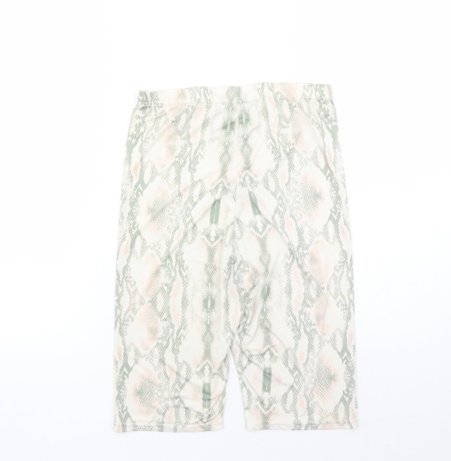 Boohoo Womens Multicoloured Animal Print Polyester Compression Shorts Size 12 L13 in Regular - Elasticated Waist Snakeskin Pattern