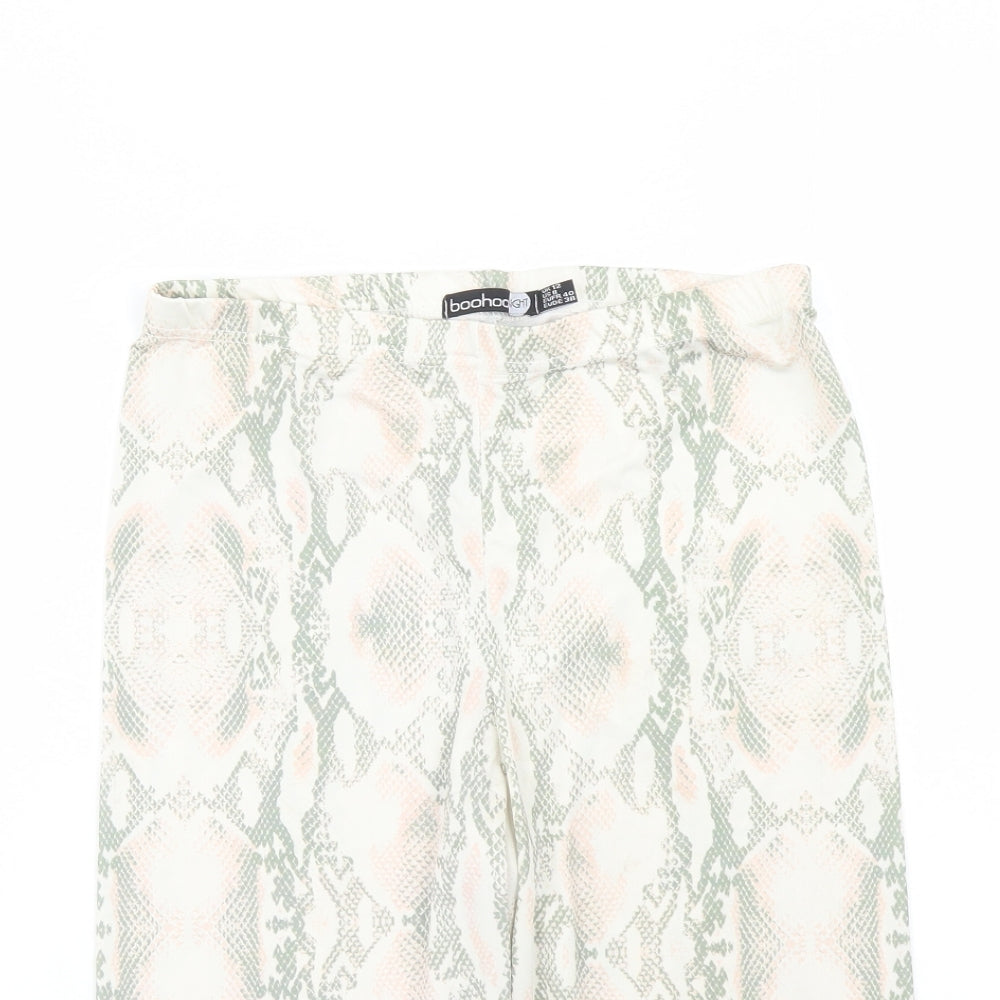 Boohoo Womens Multicoloured Animal Print Polyester Compression Shorts Size 12 L13 in Regular - Elasticated Waist Snakeskin Pattern