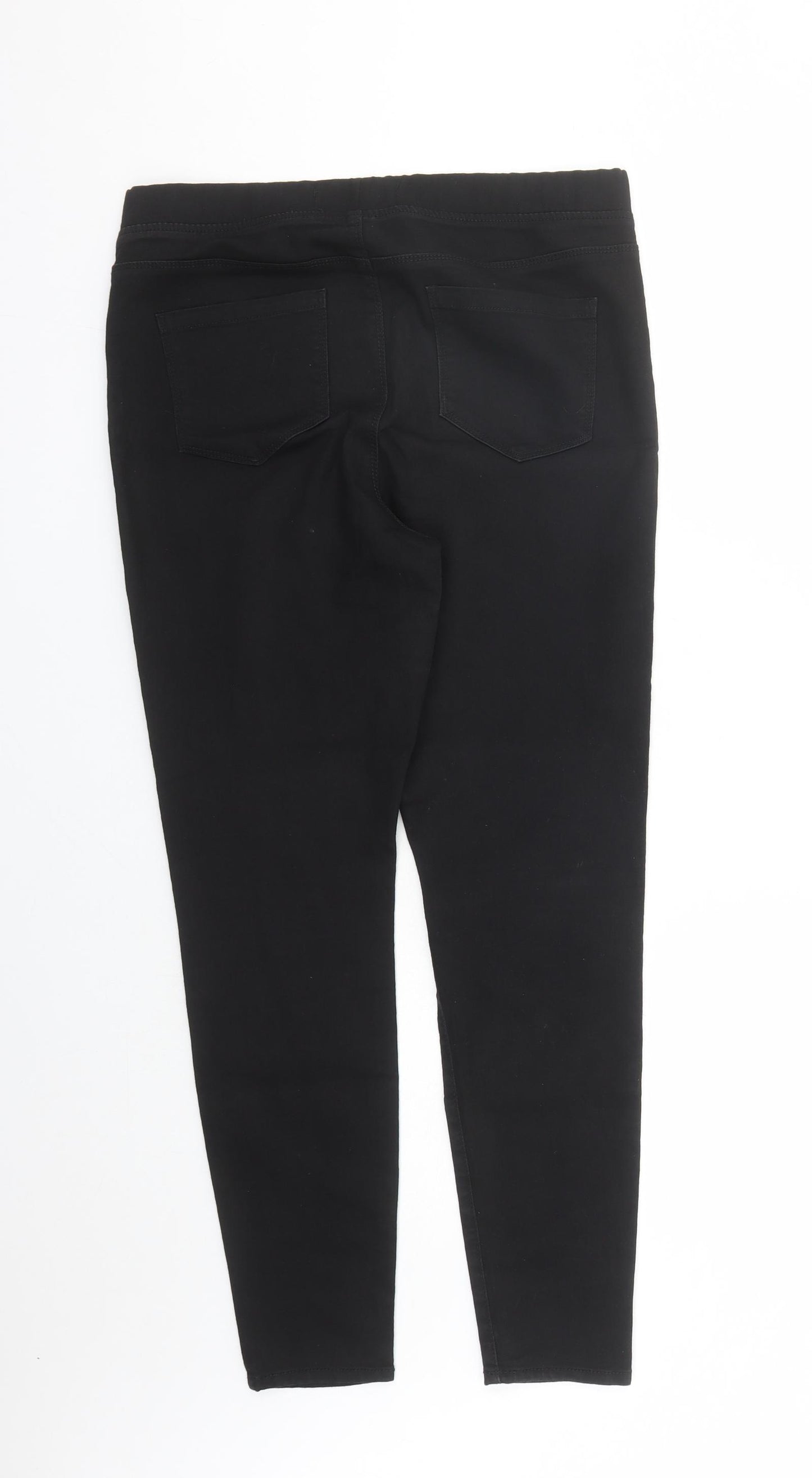 PEP&CO Womens Black Cotton Jegging Jeans Size 14 L29 in Regular - Elasticated Waist