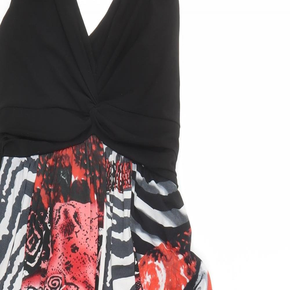 Vivid Womens Multicoloured Geometric Polyester A-Line Size 10 V-Neck Pullover