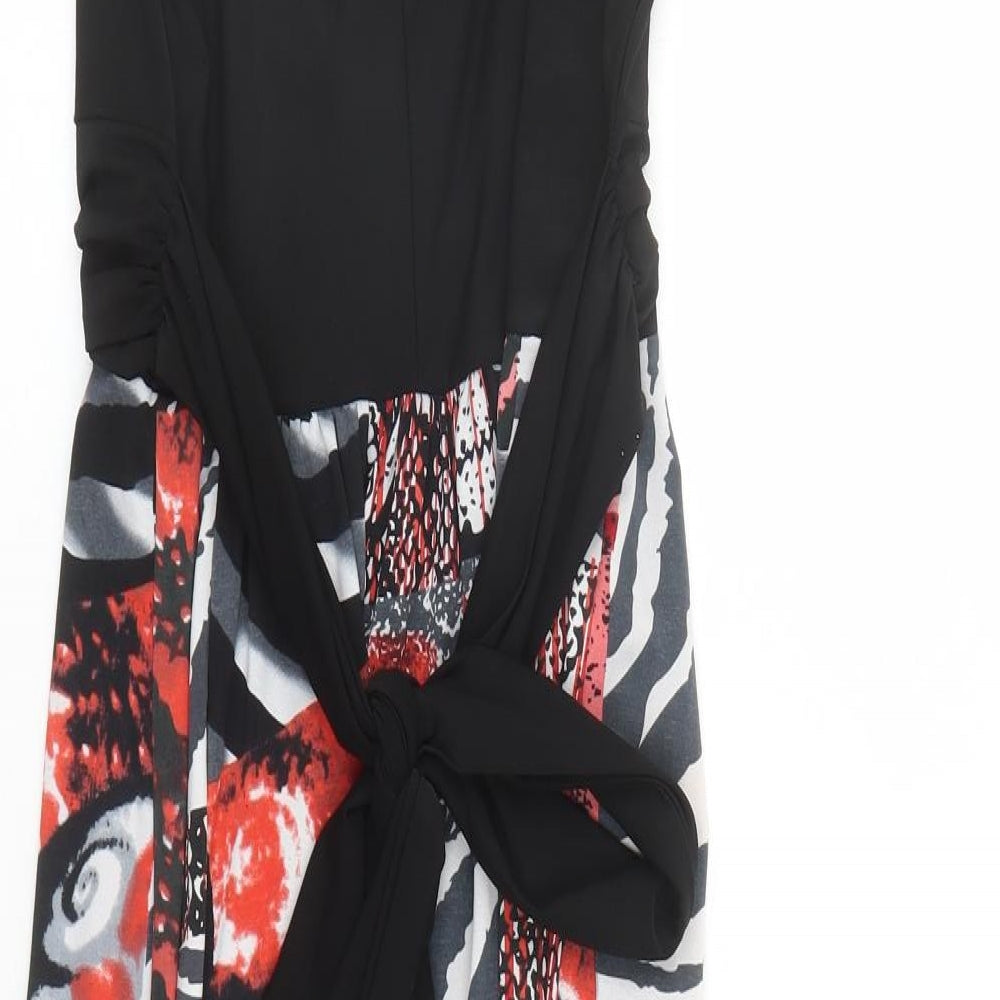 Vivid Womens Multicoloured Geometric Polyester A-Line Size 10 V-Neck Pullover