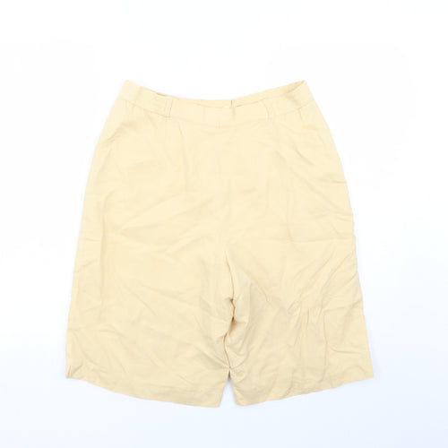 Basler Womens Yellow Viscose Bermuda Shorts Size 14 L11 in Regular Zip - Elasticated Waist