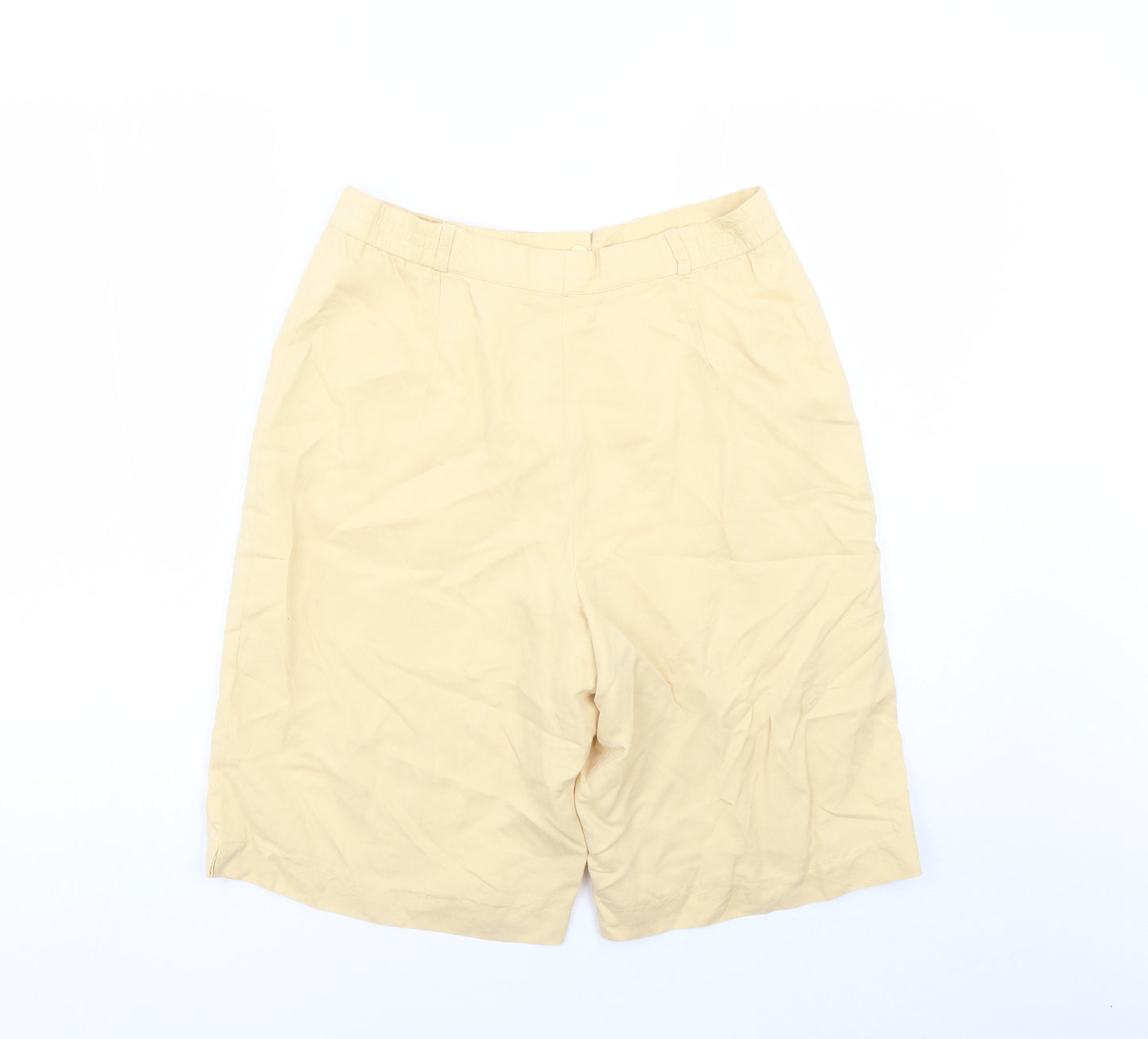 Basler Womens Yellow Viscose Bermuda Shorts Size 14 L11 in Regular Zip - Elasticated Waist