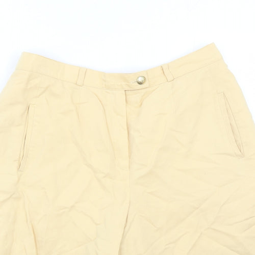 Basler Womens Yellow Viscose Bermuda Shorts Size 14 L11 in Regular Zip - Elasticated Waist
